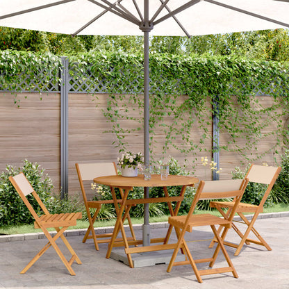 Set Pranzo da Giardino 5 pz Beige in Tessuto e Legno Massello | homemem39