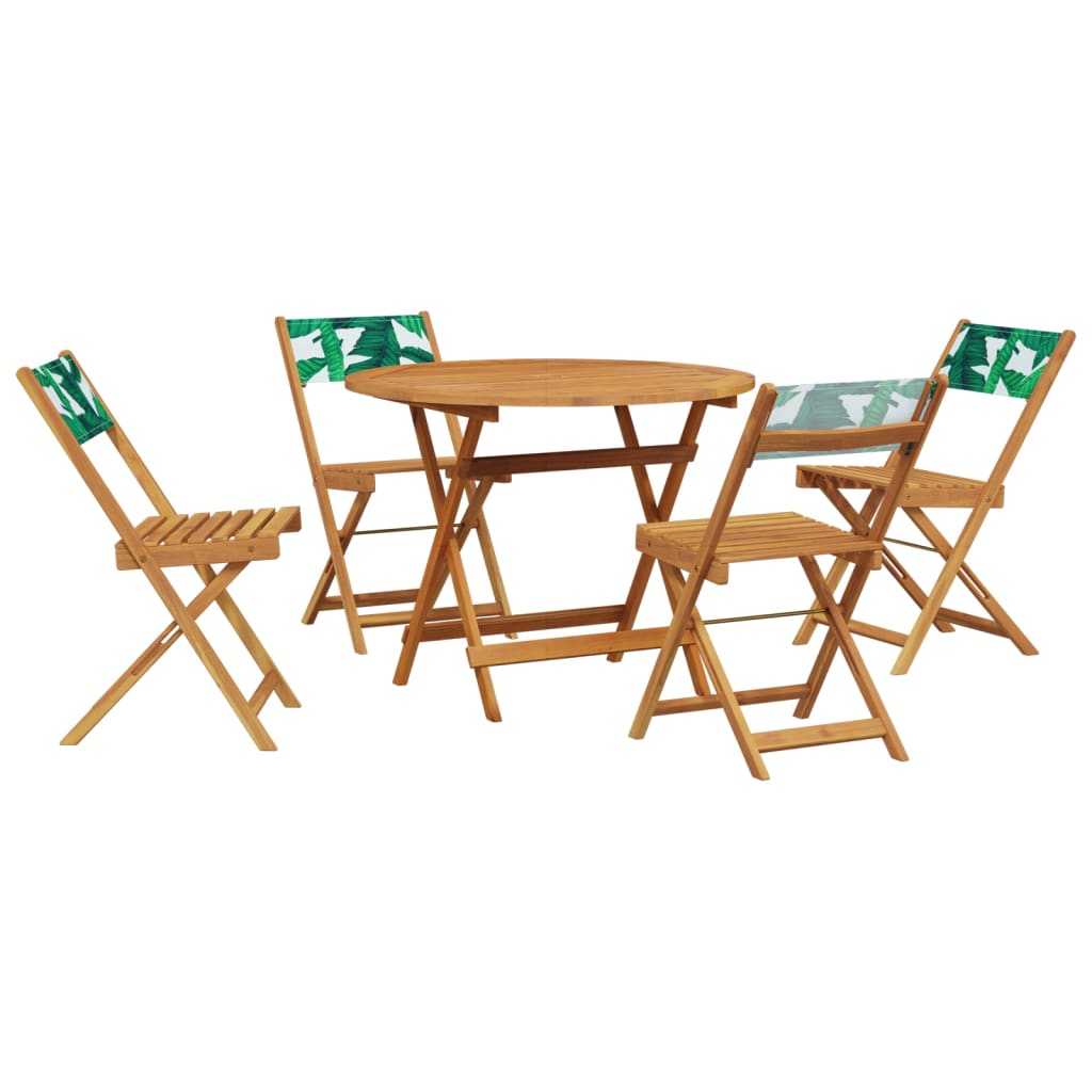 Set Pranzo da Giardino 5 pz Foglie in Tessuto e Legno Massello | homemem39