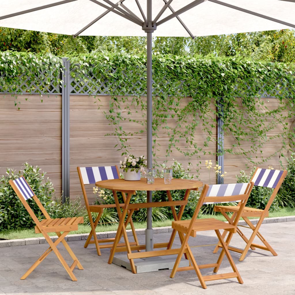 Set Pranzo Giardino 5pz Blu e Bianco Tessuto e Legno Massello | homemem39