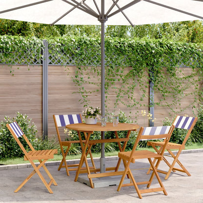 Set Pranzo Giardino 5pz Blu e Bianco Tessuto e Legno Massello | homemem39