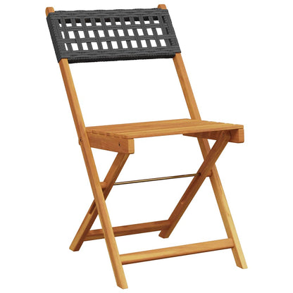 Set da Pranzo per Giardino 5pz Nero Polyrattan e Legno Massello | homemem39