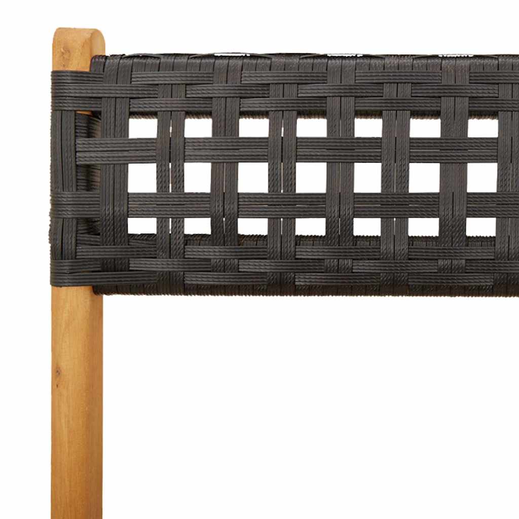 Set da Pranzo per Giardino 5pz Nero Polyrattan e Legno Massello | homemem39
