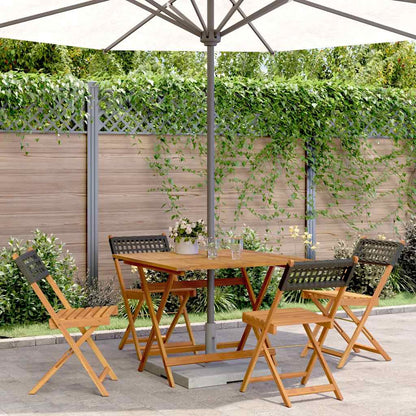 Set da Pranzo per Giardino 5pz Nero Polyrattan e Legno Massello | homemem39