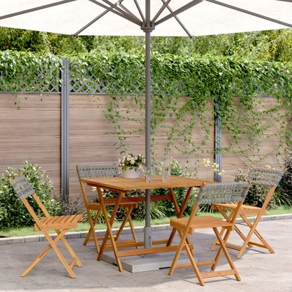 Set Pranzo da Giardino 5pz Grigio Polyrattan e Legno Massello | homemem39
