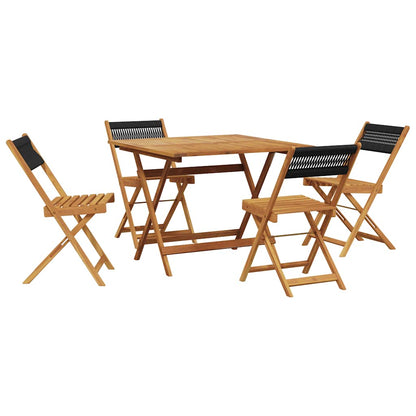Set Pranzo da Giardino 5 pz Nero Polipropilene e Legno Massello | homemem39