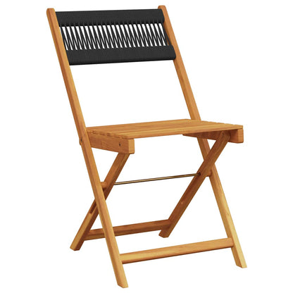 Set Pranzo da Giardino 5 pz Nero Polipropilene e Legno Massello | homemem39
