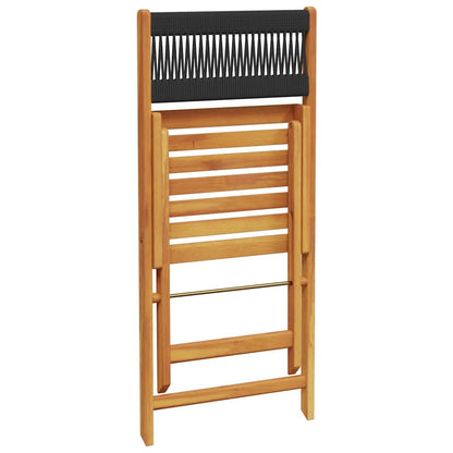Set Pranzo da Giardino 5 pz Nero Polipropilene e Legno Massello | homemem39
