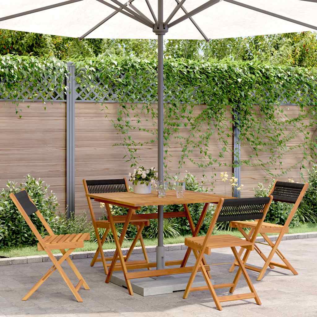 Set Pranzo da Giardino 5 pz Nero Polipropilene e Legno Massello | homemem39