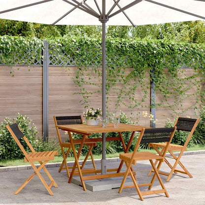 Set Pranzo da Giardino 5 pz Nero Polipropilene e Legno Massello | homemem39
