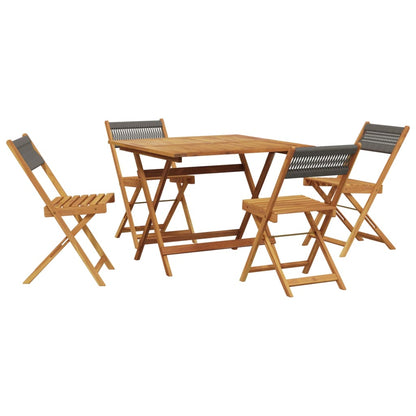 Set da Pranzo da Giardino 5 pz Polipropilene e Legno Massello | homemem39