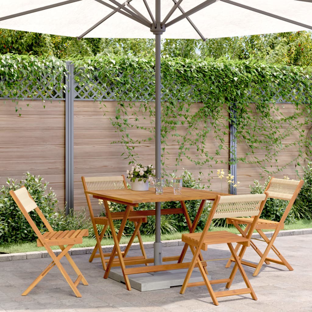 Set Pranzo da Giardino 5 pz Beige Polipropilene/ Legno Massello | homemem39