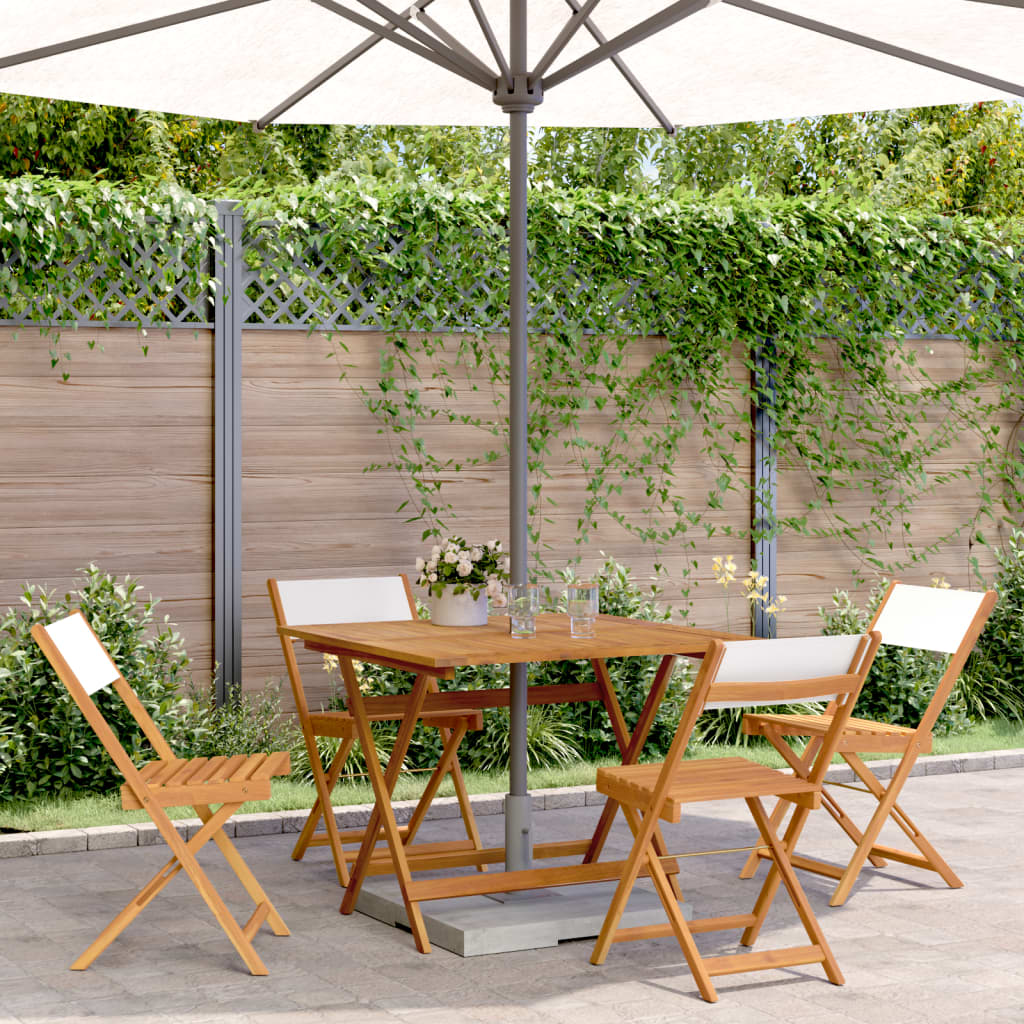 Set Pranzo da Giardino 5pz Crema in Tessuto e Legno Massello | homemem39