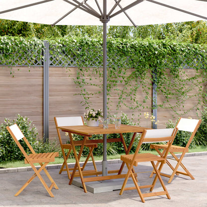 Set Pranzo da Giardino 5pz Crema in Tessuto e Legno Massello | homemem39