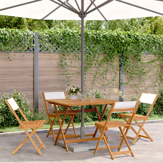 Set Pranzo da Giardino 5pz Crema in Tessuto e Legno Massello | homemem39
