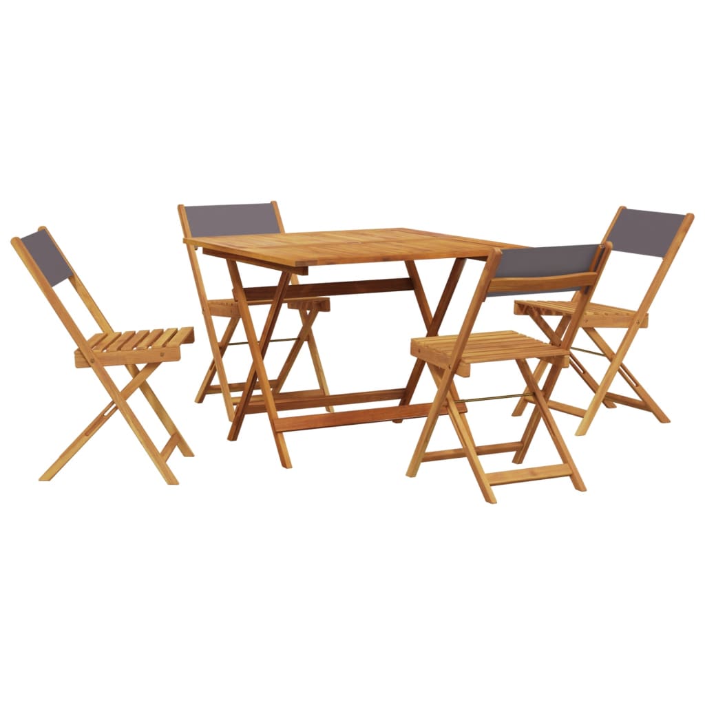 Set Pranzo da Giardino 5pz Antracite Tessuto e Legno Massello | homemem39