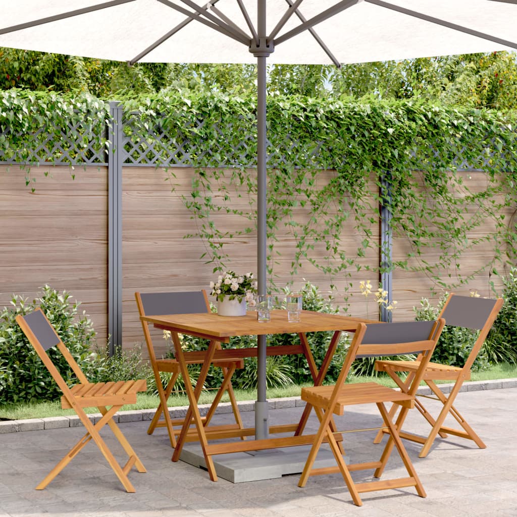 Set Pranzo da Giardino 5pz Antracite Tessuto e Legno Massello | homemem39