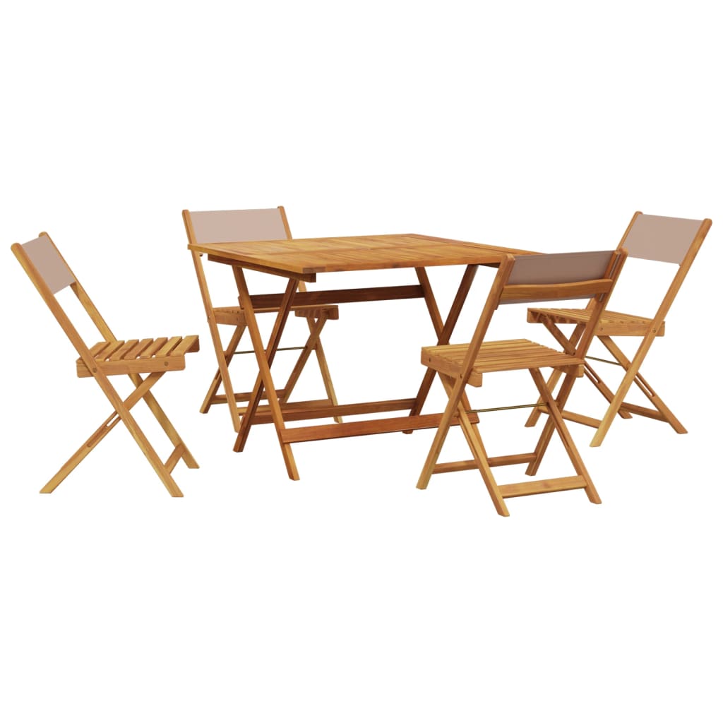 Set da Pranzo da Giardino 5 pz Tortora Tessuto e Legno Massello | homemem39