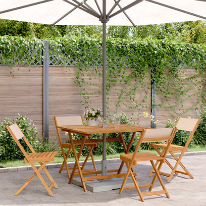 Set Pranzo da Giardino 5 pz Beige in Tessuto e Legno Massello | homemem39