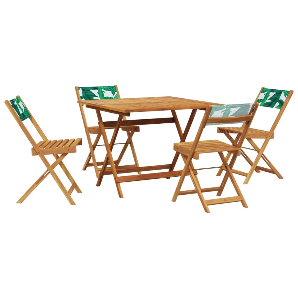 Set Pranzo da Giardino 5 pz Foglie in Tessuto e Legno Massello | homemem39