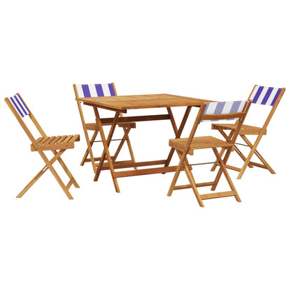 Set Pranzo Giardino 5pz Blu e Bianco Tessuto e Legno Massello | homemem39