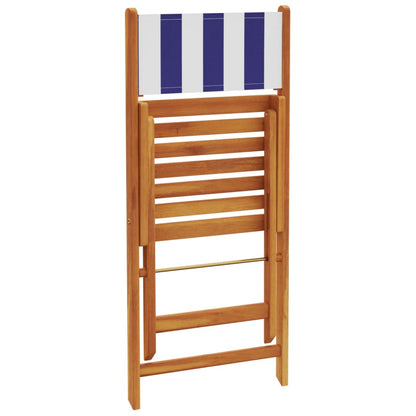 Set Pranzo Giardino 5pz Blu e Bianco Tessuto e Legno Massello | homemem39