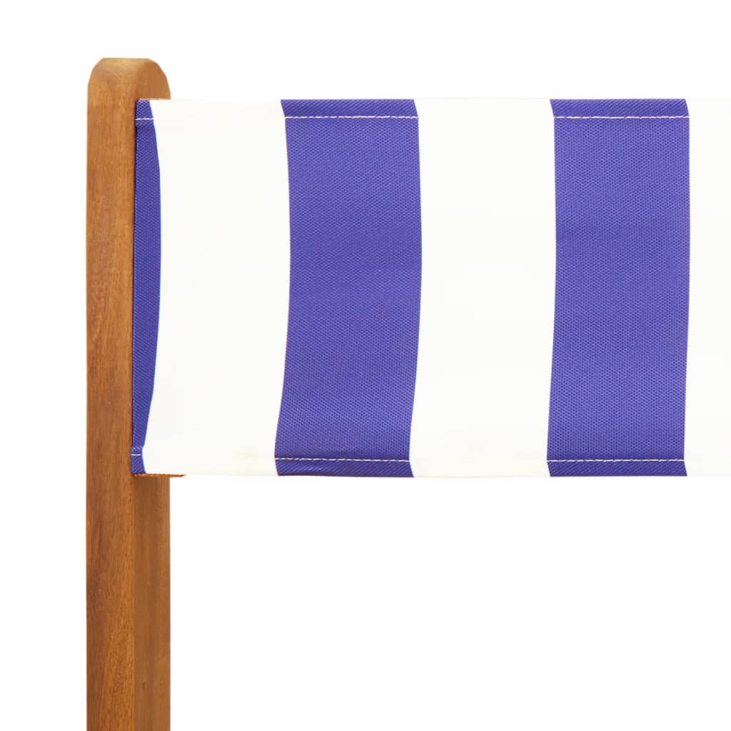 Set Pranzo Giardino 5pz Blu e Bianco Tessuto e Legno Massello | homemem39