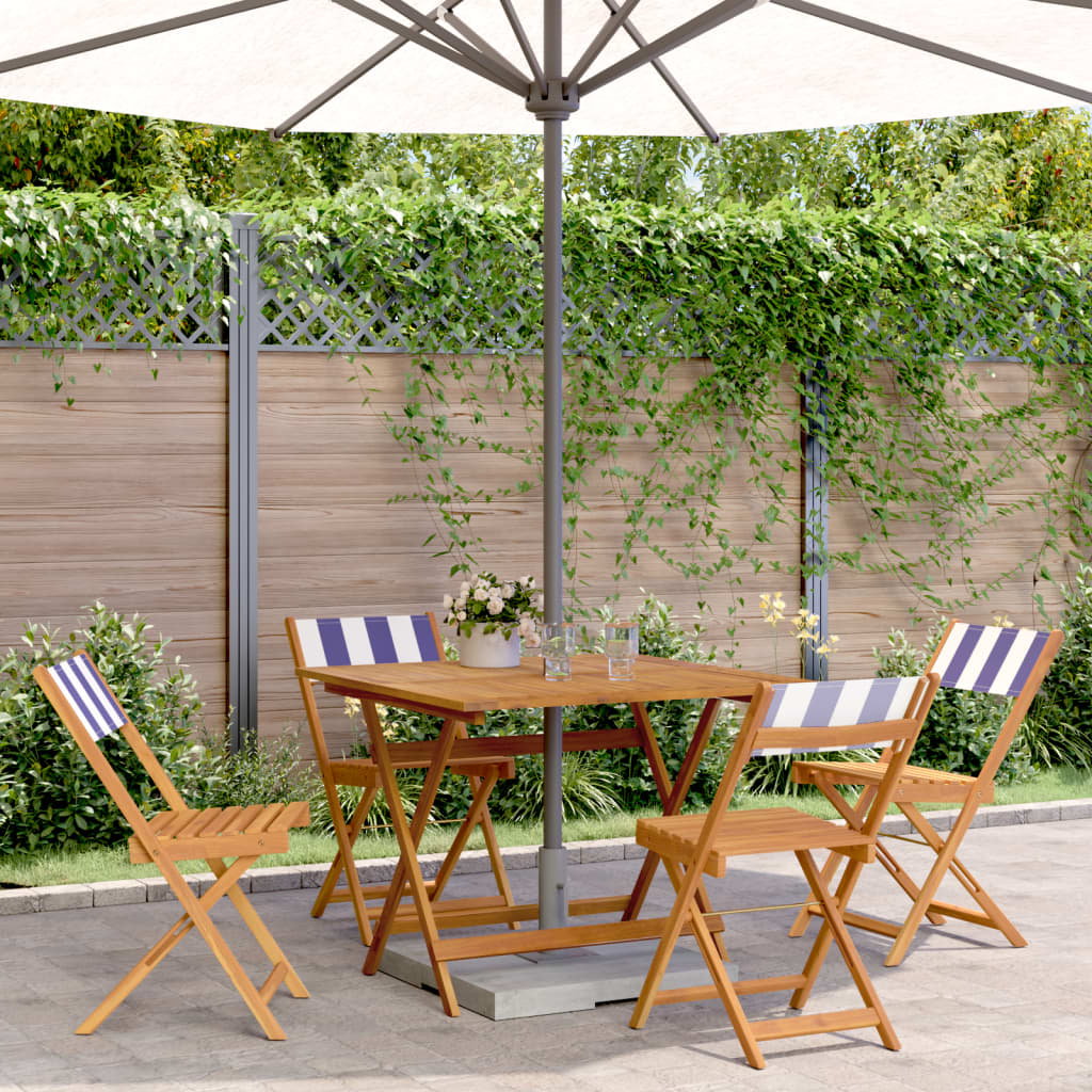 Set Pranzo Giardino 5pz Blu e Bianco Tessuto e Legno Massello | homemem39
