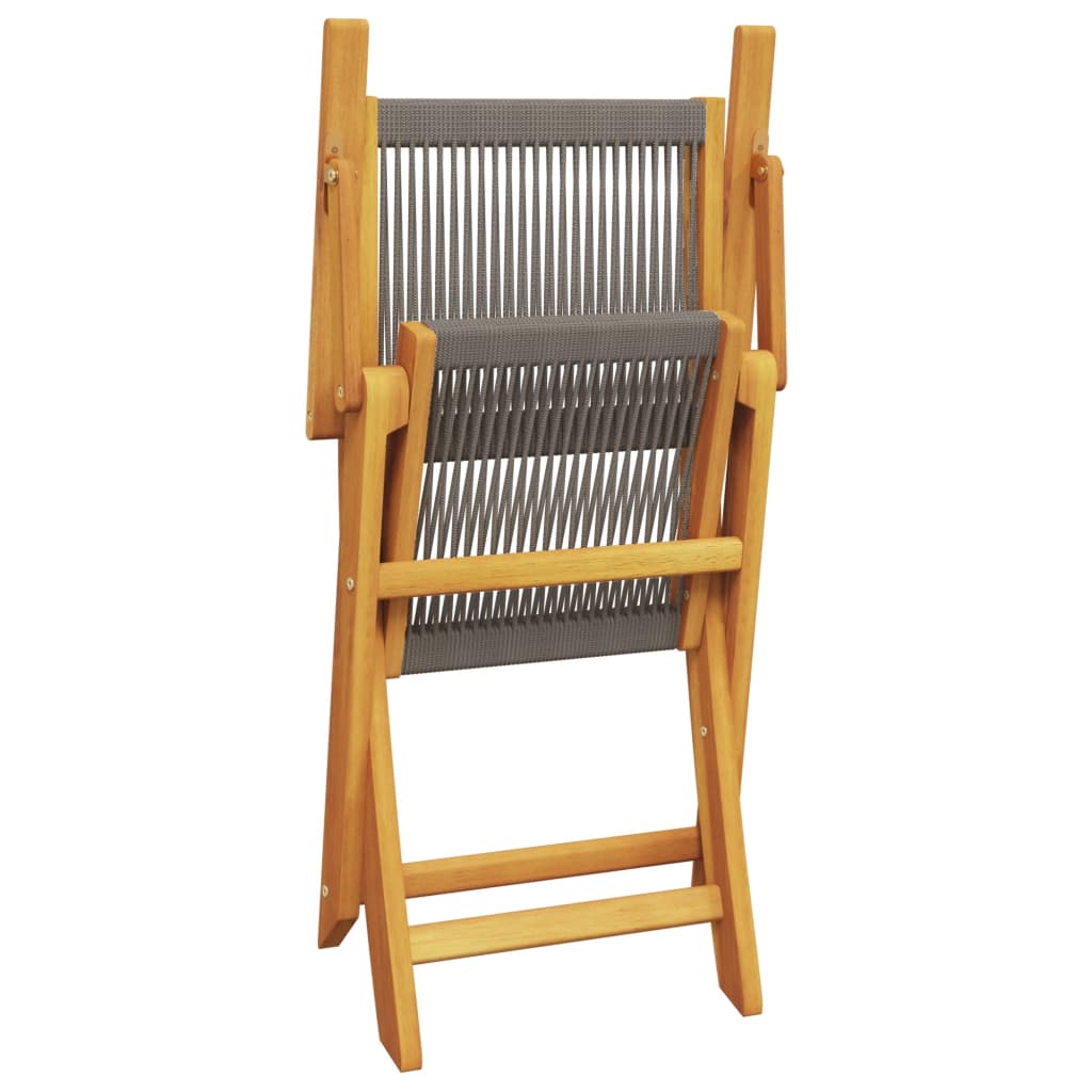 Set da Bistrot 3pz Grigio in Polipropilene e Legno Massello | homemem39