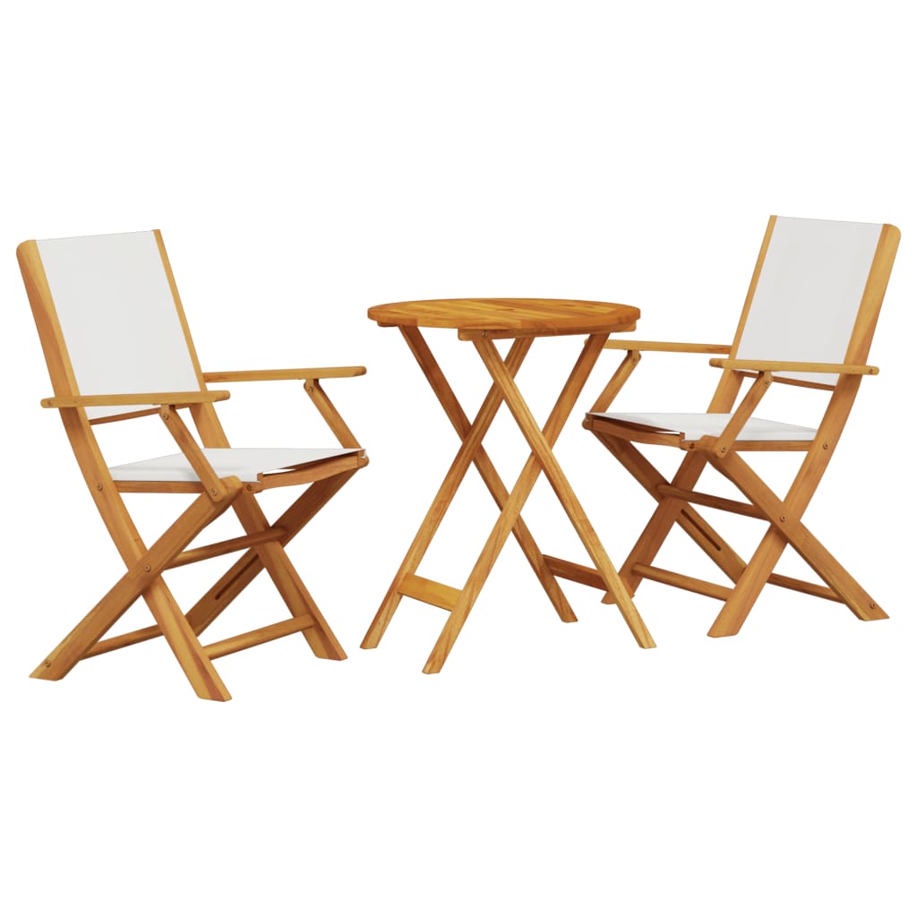 Set da Bistrot 3pz Bianco Crema in Tessuto e Legno Massello | homemem39
