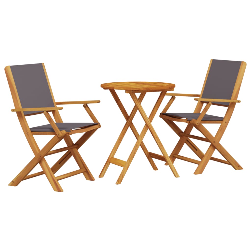 Set da Bistrot 3pz Antracite in Tessuto e Legno Massello | homemem39