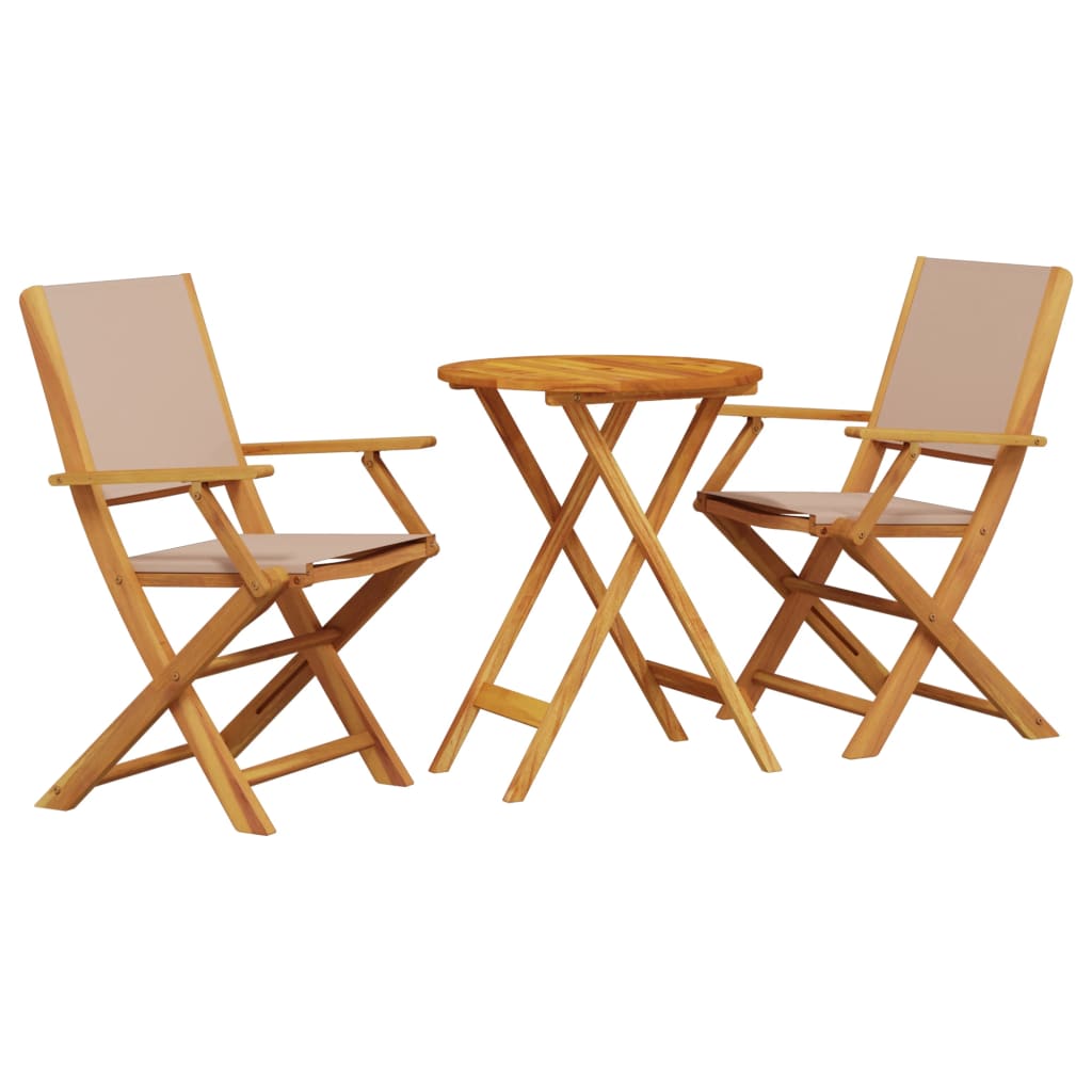 Set da Bistrot 3pz Tortora in Tessuto e Legno Massello | homemem39