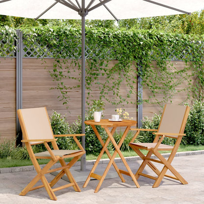 Set da Bistrot 3pz Beige in Tessuto e Legno Massello | homemem39