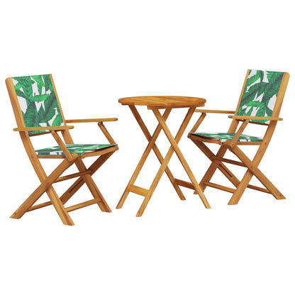Set da Bistrot 3 pz Motivo Foglie in Tessuto e Legno Massello | homemem39