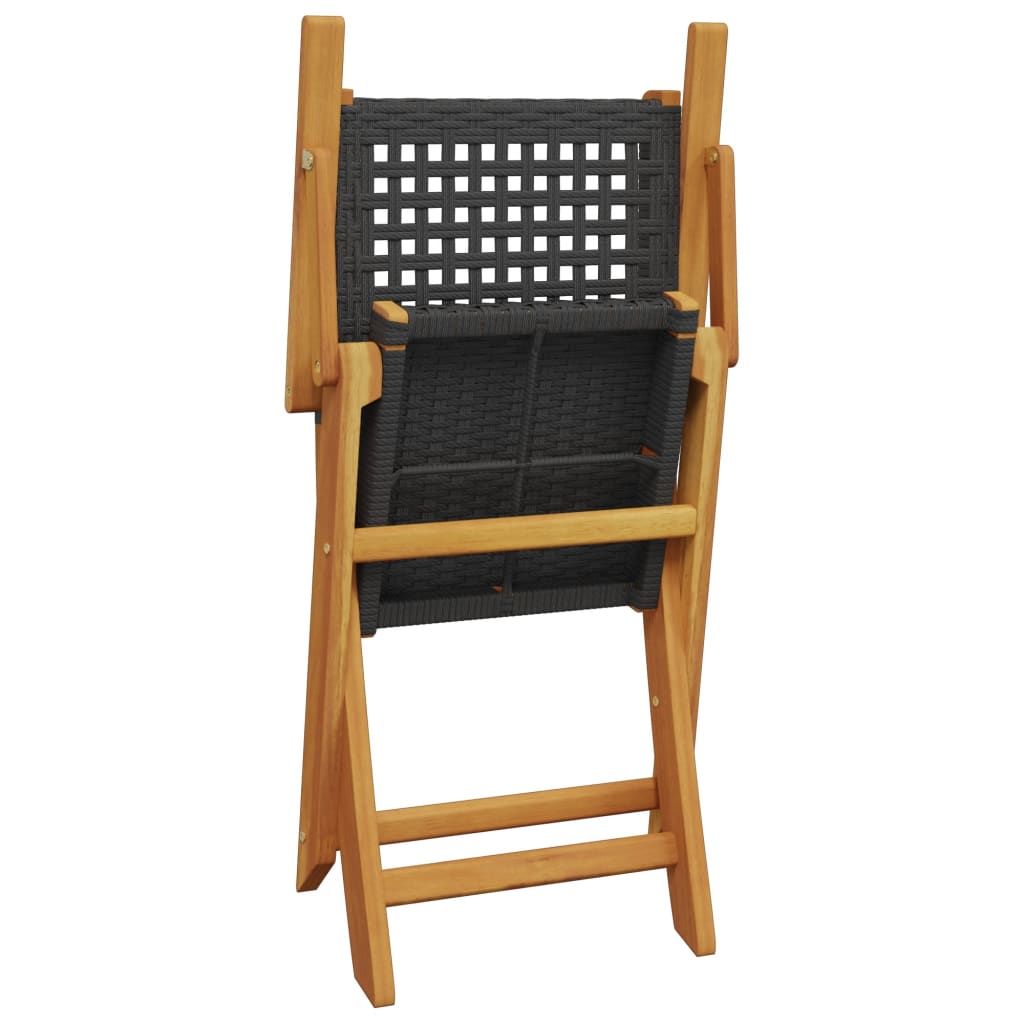 Set da Bistrot 3 pz Nero in Polyrattan e Legno Massello | homemem39
