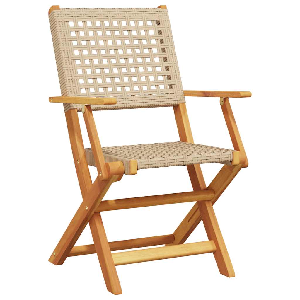 Set da Bistrot 3 pz Beige in Polyrattan e Legno Massello | homemem39