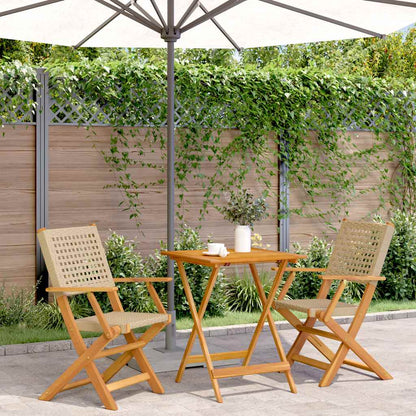 Set da Bistrot 3 pz Beige in Polyrattan e Legno Massello | homemem39