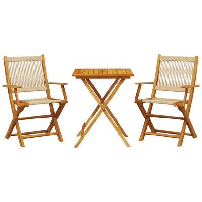 Set da Bistrot 3pz Beige in Polipropilene e Legno Massello | homemem39