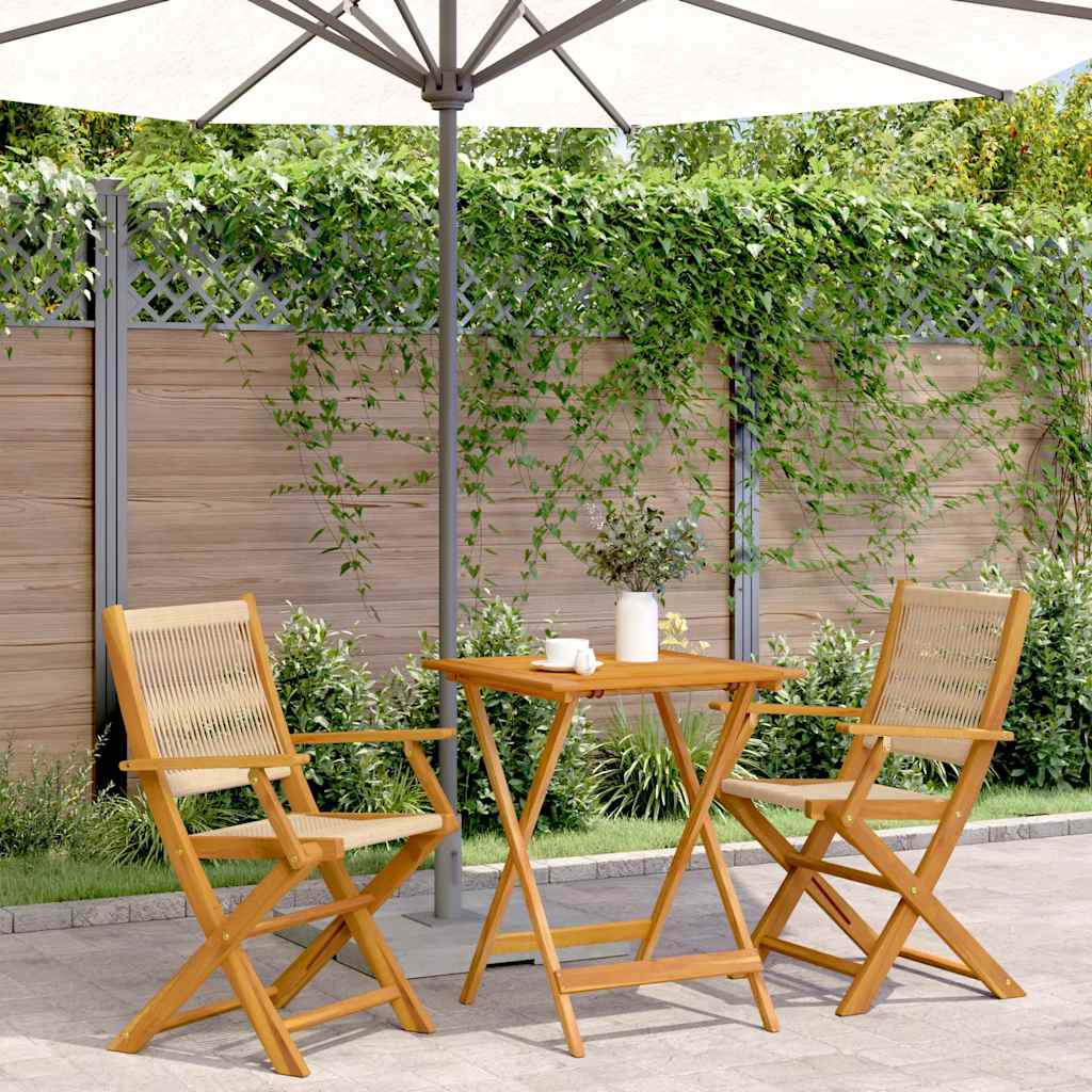 Set da Bistrot 3pz Beige in Polipropilene e Legno Massello | homemem39