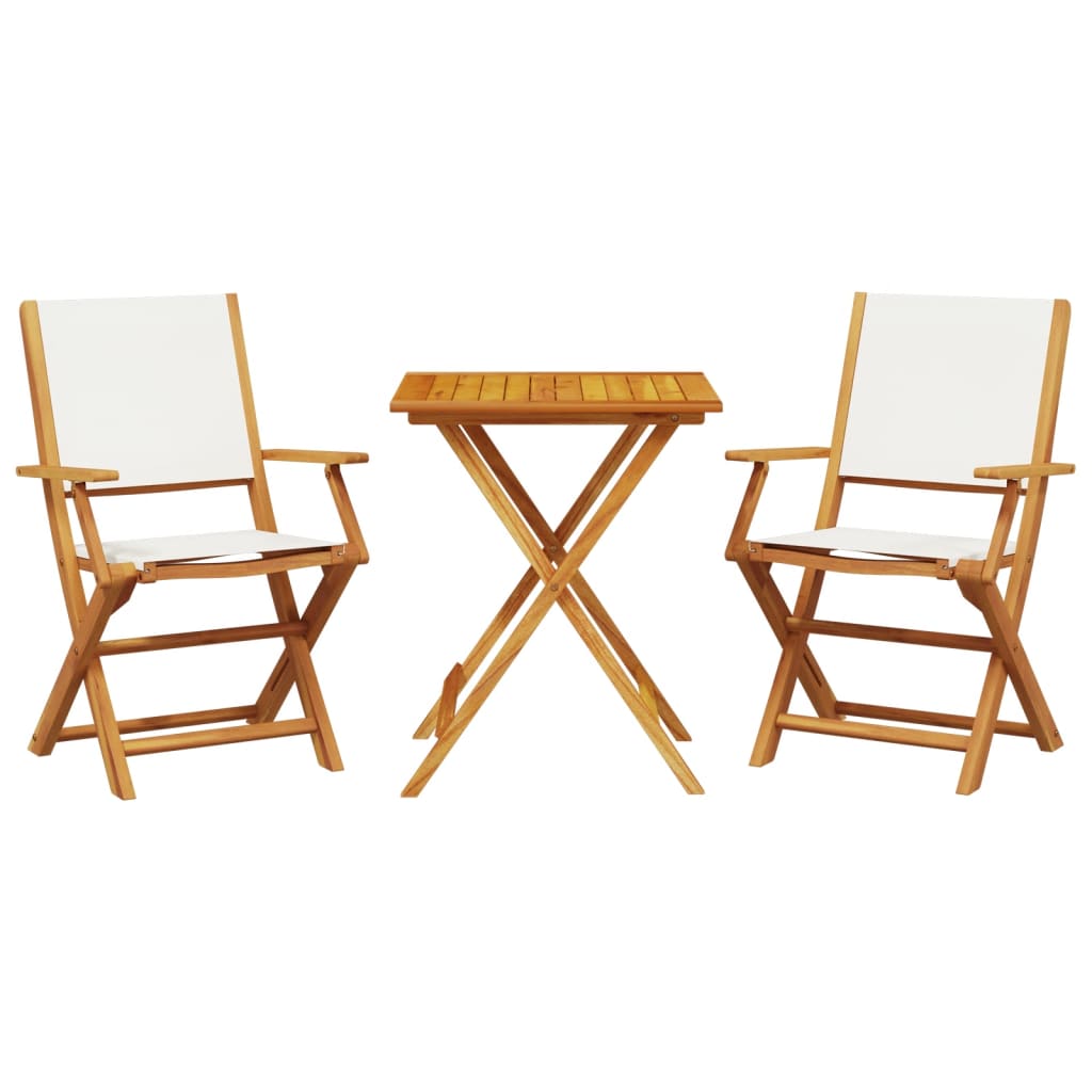 Set da Bistrot 3pz Bianco Crema in Tessuto e Legno Massello - homemem39