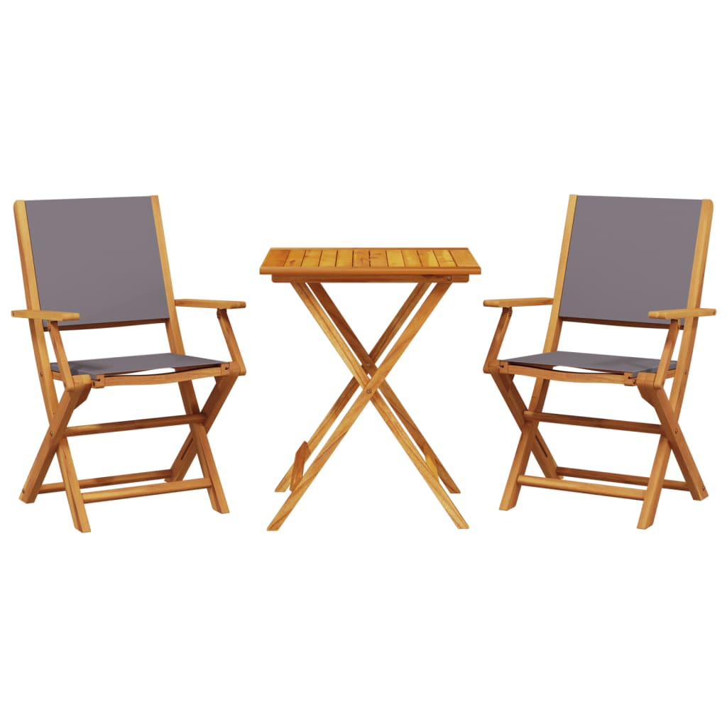Set da Bistrot 3pz Antracite in Tessuto e Legno Massello | homemem39