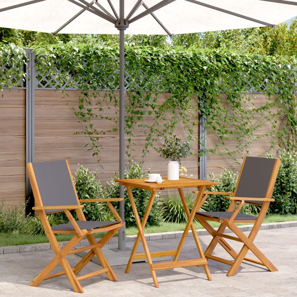 Set da Bistrot 3pz Antracite in Tessuto e Legno Massello | homemem39