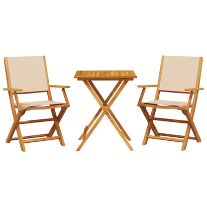 Set da Bistrot 3pz Beige in Tessuto e Legno Massello | homemem39
