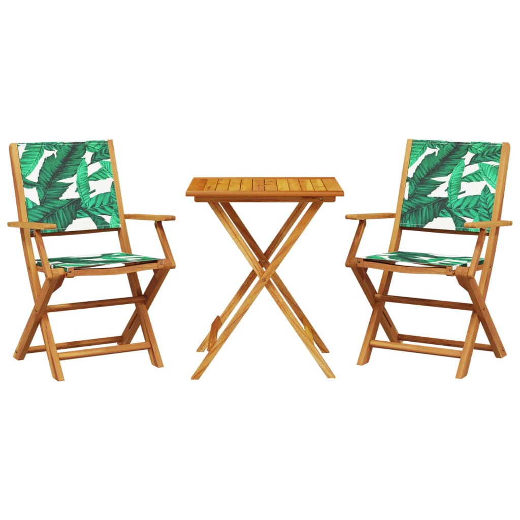Set da Bistrot 3 pz Motivo Foglie in Tessuto e Legno Massello | homemem39