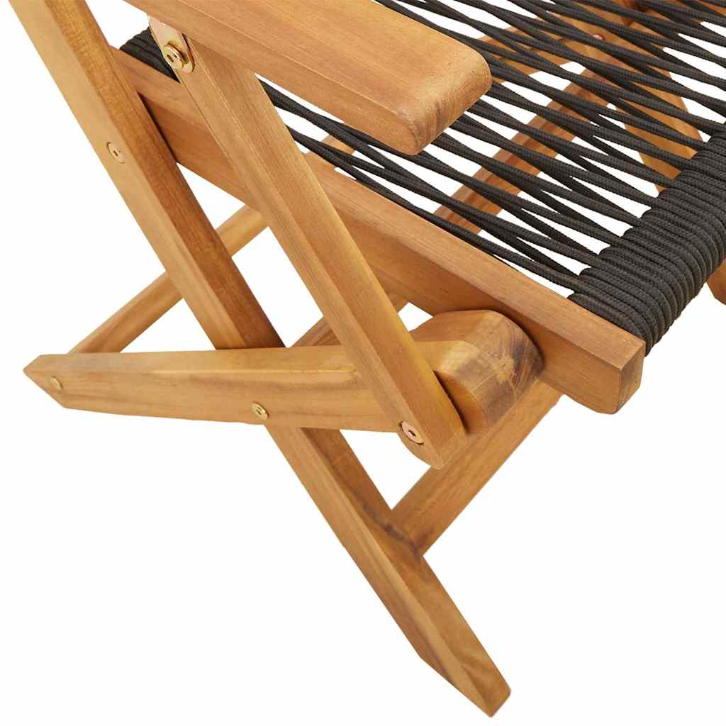Set Pranzo da Giardino 5 pz Nero Polipropilene e Legno Massello | homemem39