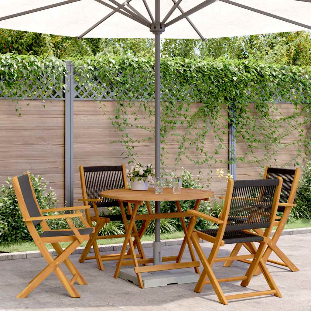 Set Pranzo da Giardino 5 pz Nero Polipropilene e Legno Massello | homemem39