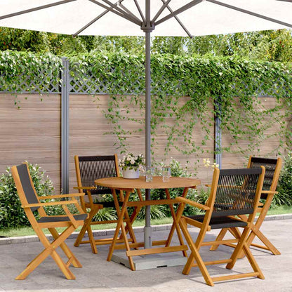 Set Pranzo da Giardino 5 pz Nero Polipropilene e Legno Massello | homemem39