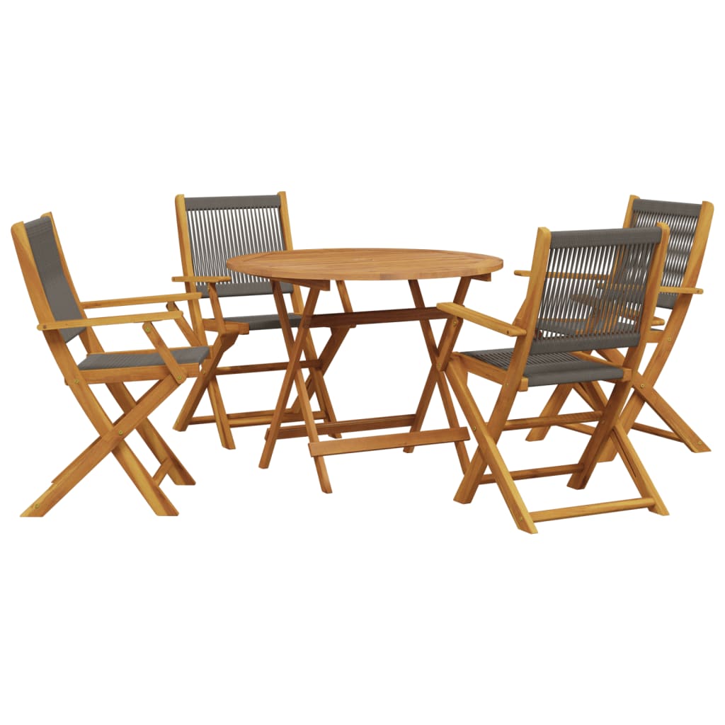 Set da Pranzo da Giardino 5 pz Polipropilene e Legno Massello | homemem39