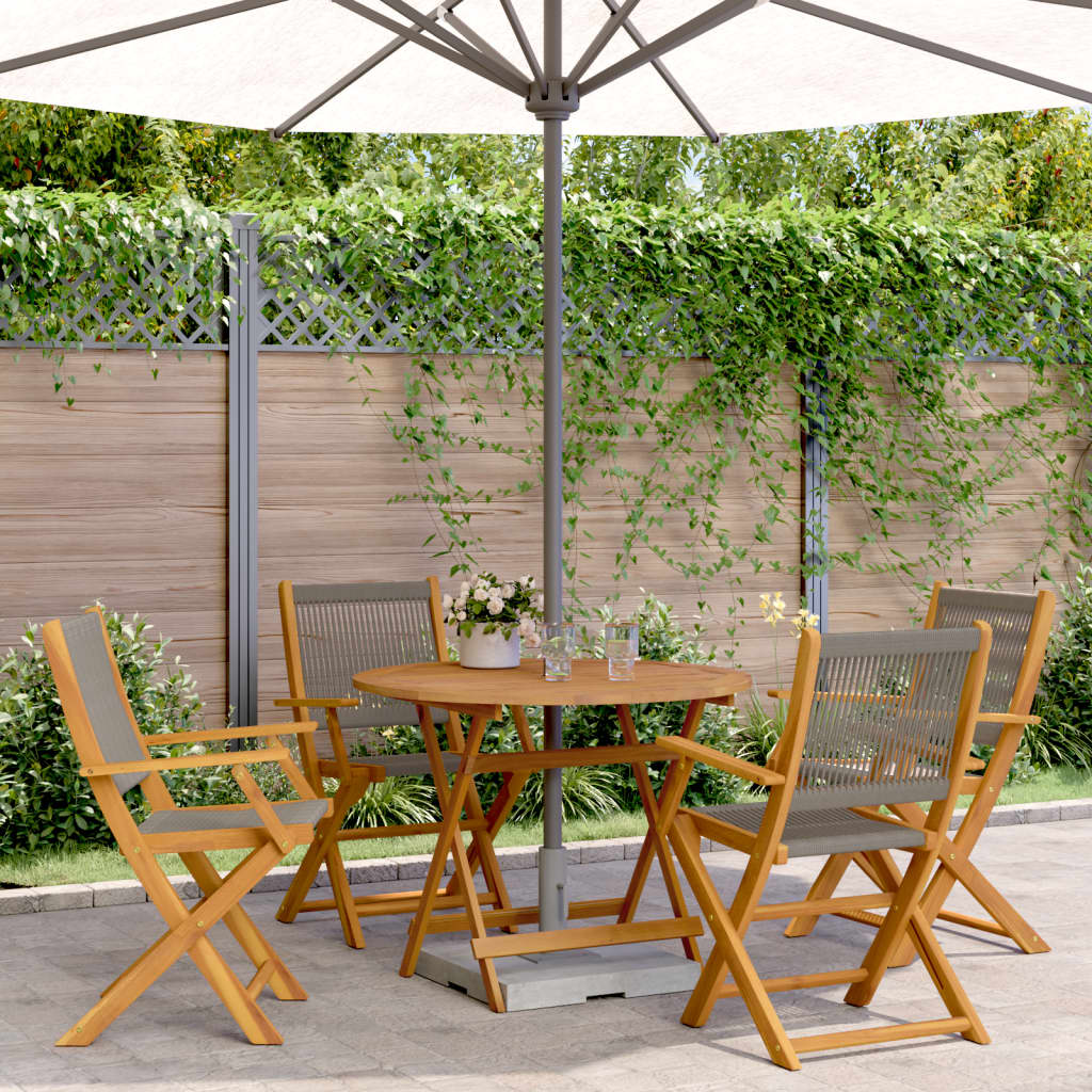 Set da Pranzo da Giardino 5 pz Polipropilene e Legno Massello | homemem39