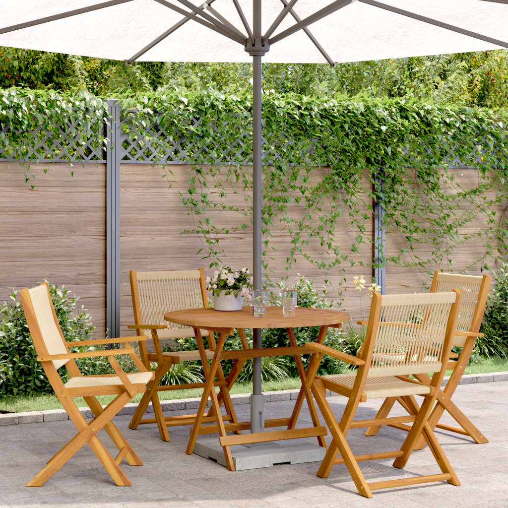Set Pranzo da Giardino 5 pz Beige Polipropilene/ Legno Massello | homemem39