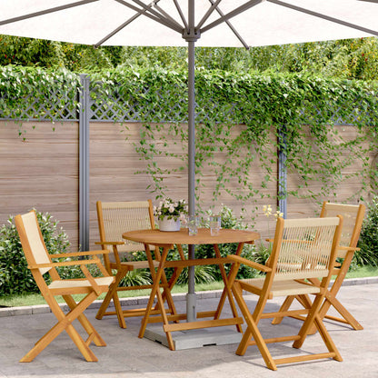 Set Pranzo da Giardino 5 pz Beige Polipropilene/ Legno Massello | homemem39